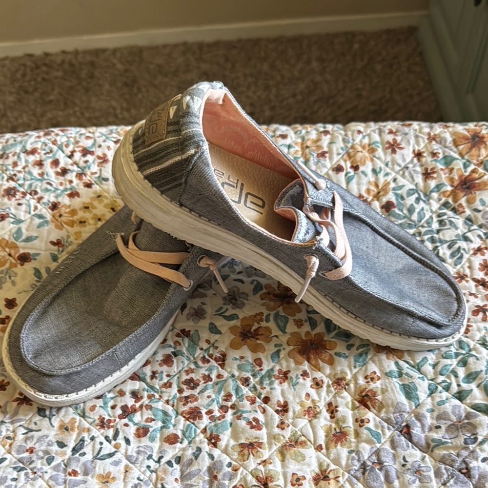 Hey Dude Gray and Pink Loafers